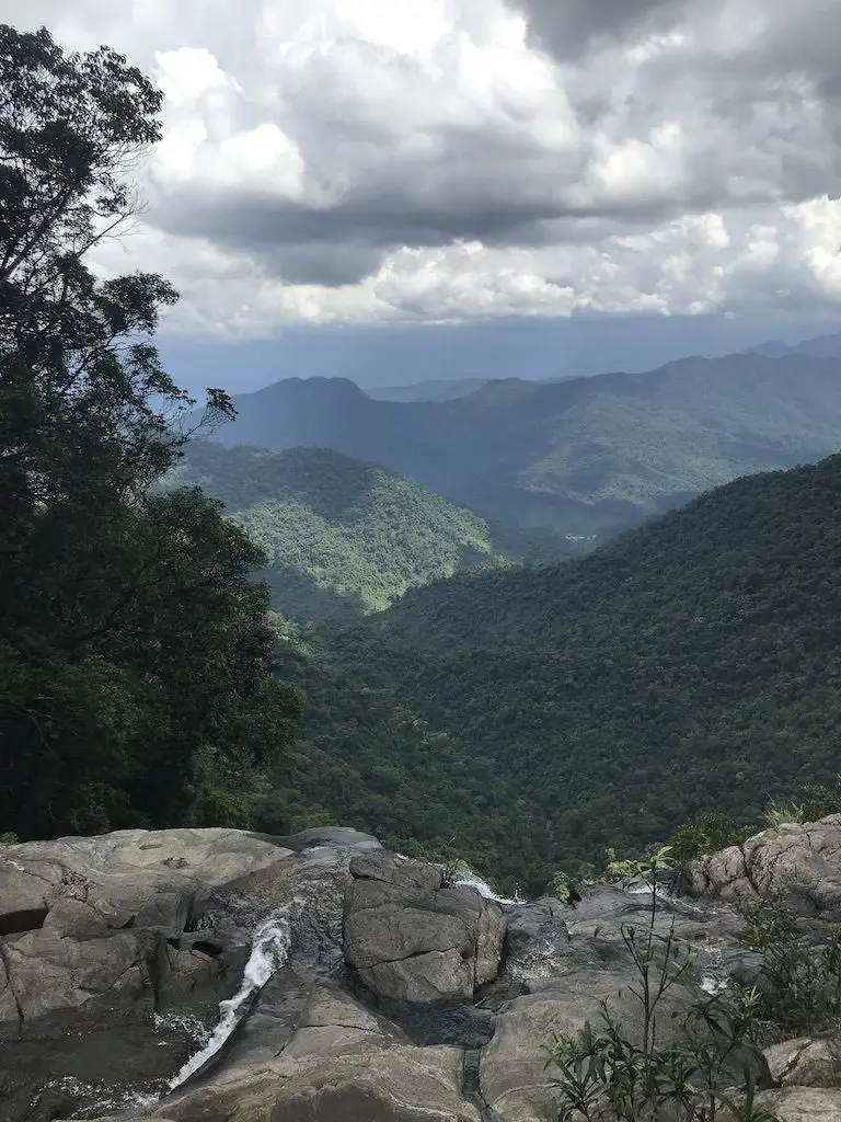 Looking over a waterfall in Bach Ma National Park