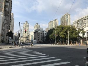 Empty street in Shanghai because of coronavirus