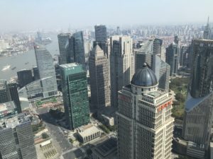 view of Pudong and Huangpu River from Oriental Pearl Tower
