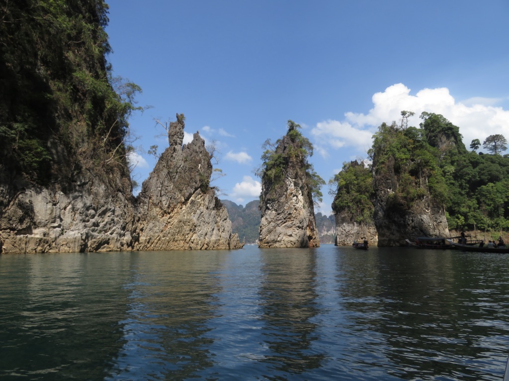 Pillars of stone at Khao Sok Park in Thailand