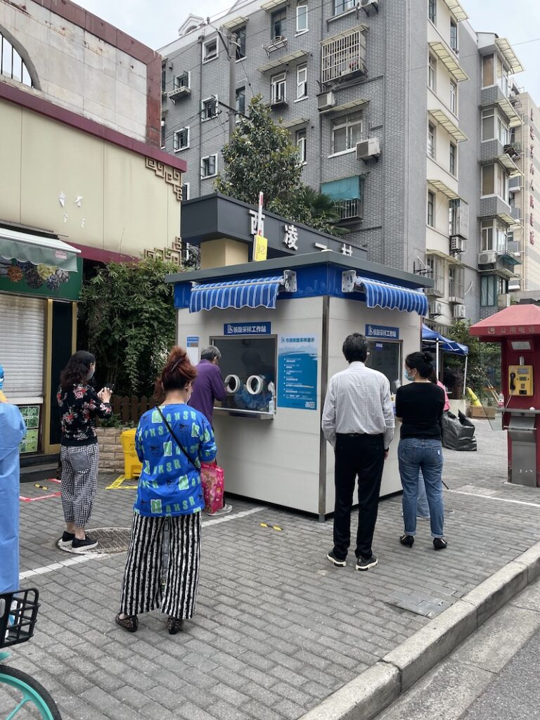 A pop-up nucleic acid testing booth in Shanghai, China