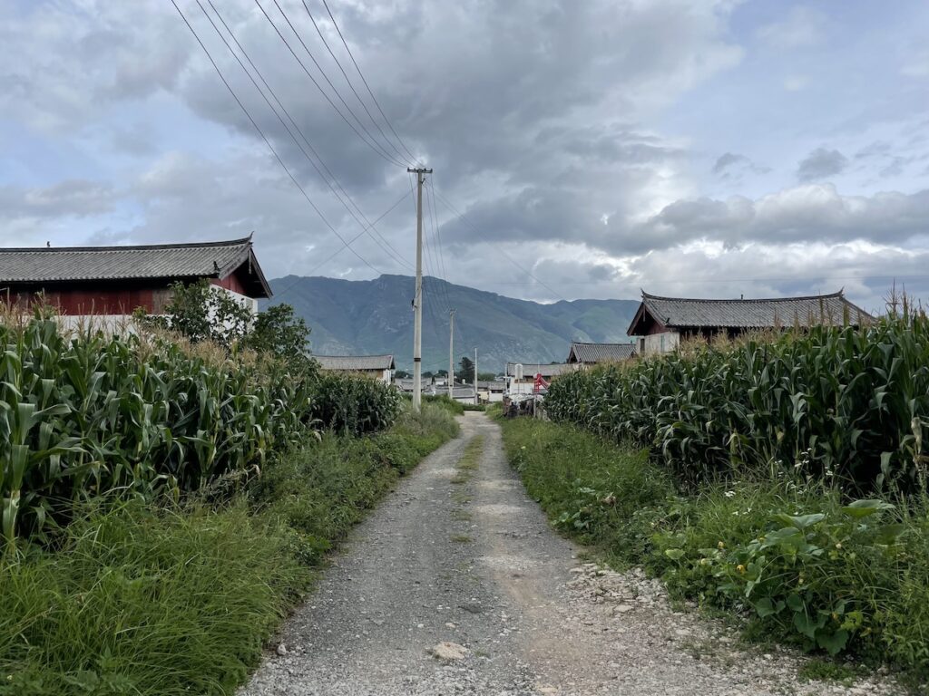 Dusty road on the outskirts of Lijiang, China