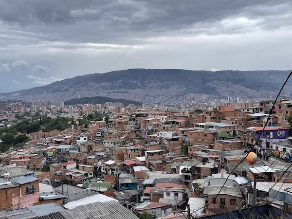 Overlooking a Latin American slum