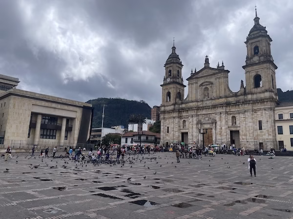 Bogota's central square and cathedral.