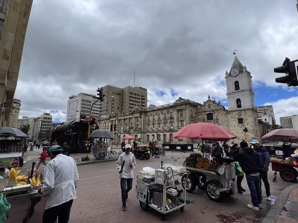 Vendors on a street in central Bogotá