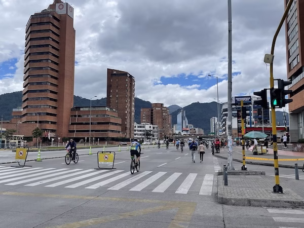 Cyclists and walkers take advantage of the closed down streets during the Ciclovia