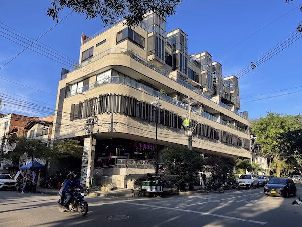 A fancy modern building in El Poblado district of Medellin