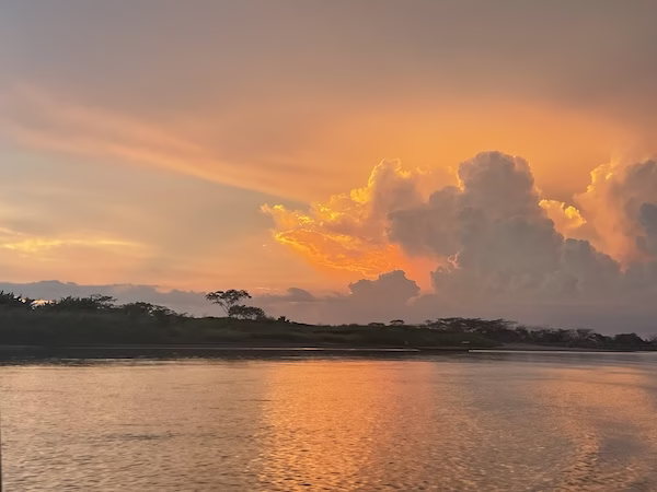 Sunset over the Magdalena River in Colombia