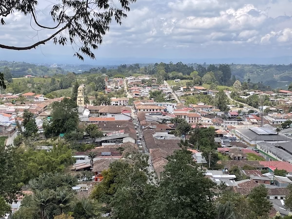 A panorama of the town of Salento from the mirador