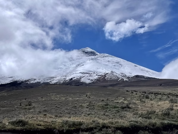 Snow capped peak of Cotopaxi Volcano