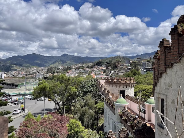 The wall of a castle overlooking the city of Loja, Ecuador