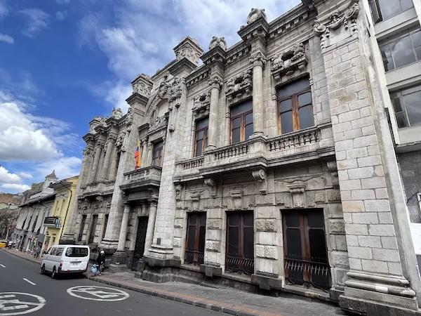 An old republican stone building in central Quito, Ecuador