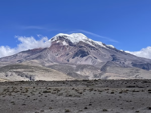 The snow-capped peak of Volcan Chimborazo