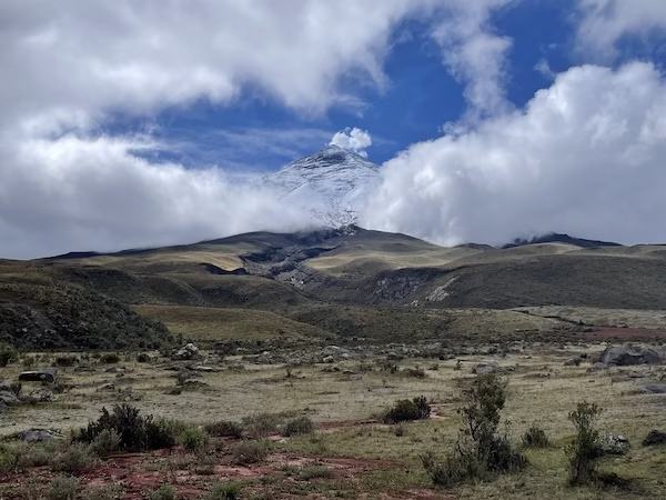 A glimpse of Cotopaxi Volcano through the clouds