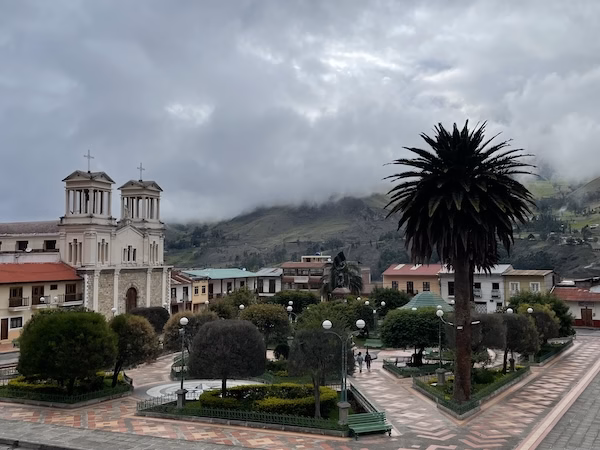 The main central park of Alausí, Ecuador