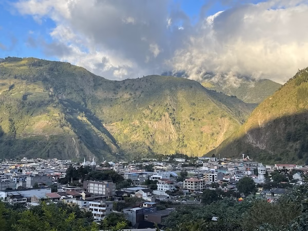 A panorama of the city of Baños, Ecuador