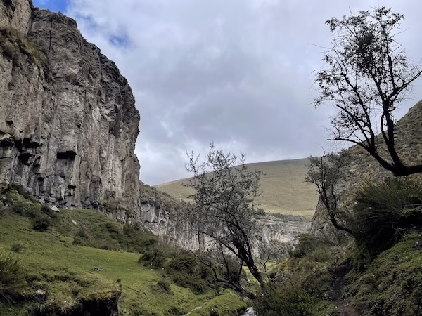Tall cliffs in the Canyon de la Chorrera near Volcán Chimborazo in Ecuador