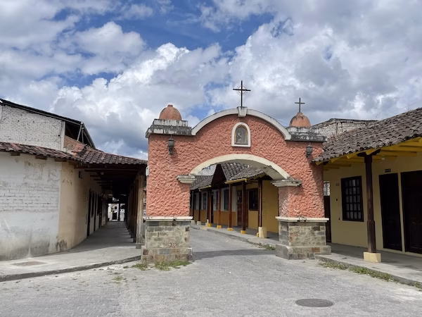 An old Spanish colonial gate in Loja, Ecuador