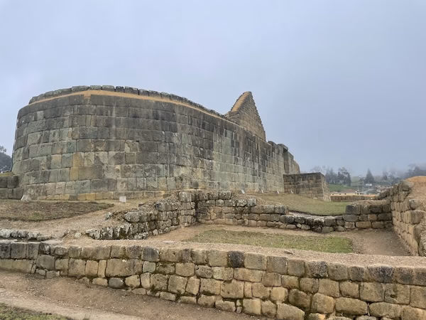 Inca structure, the Temple of the Sun, in the Ingapirca ruins in Ecuador