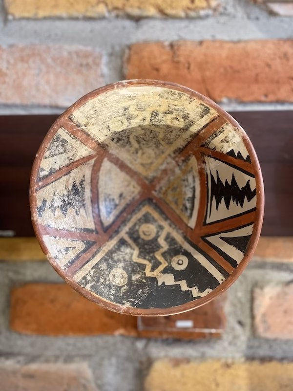 Incan bowl with intricate geometric designs