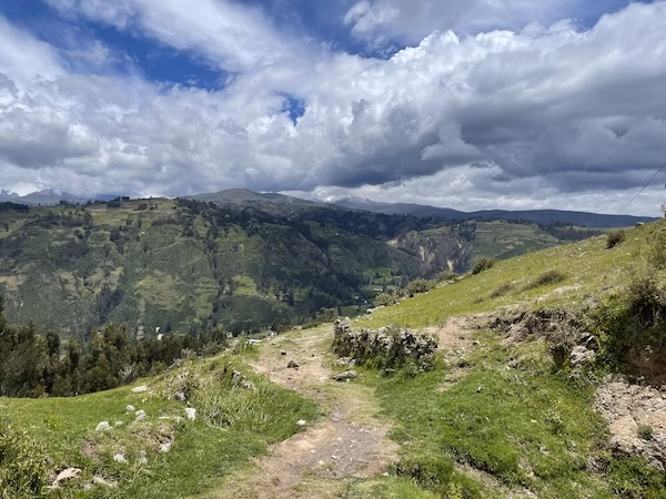 View of a trail heading through the Andean mountains