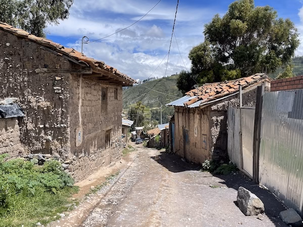 Adobe buildings in a rural, mountain village