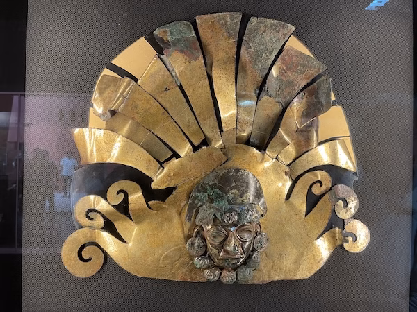 A gold artifact from the Sipan culture in Peru