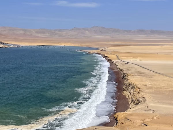 The yellow desert coast of Paracas, Peru