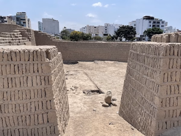 Ancient adobe walls of Huaca Pucllana