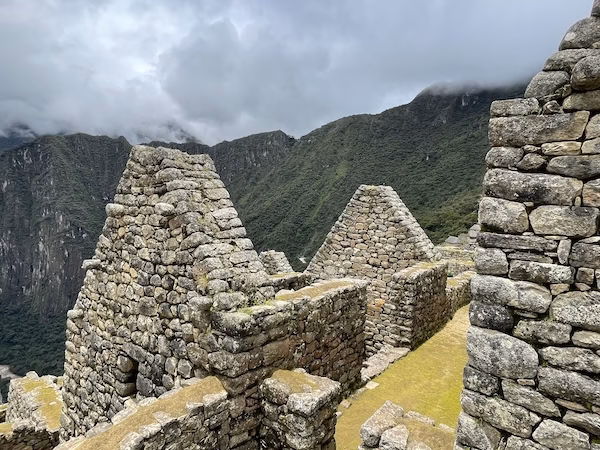 Ancient stone ruins in the mountains of Machu Picchu