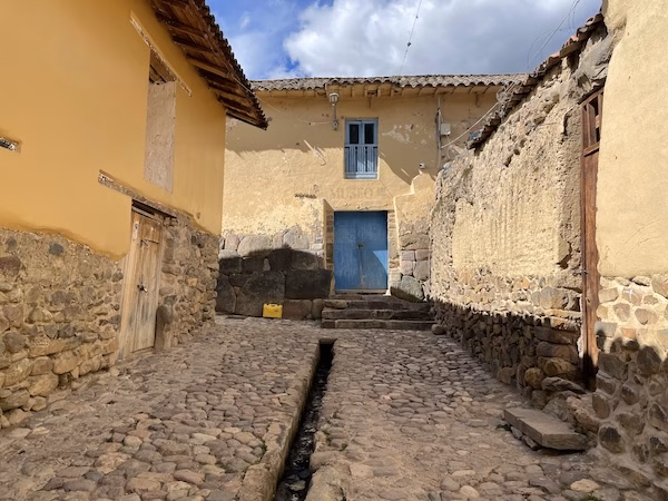 Ancient Incan stone walls in Ollantaytambo