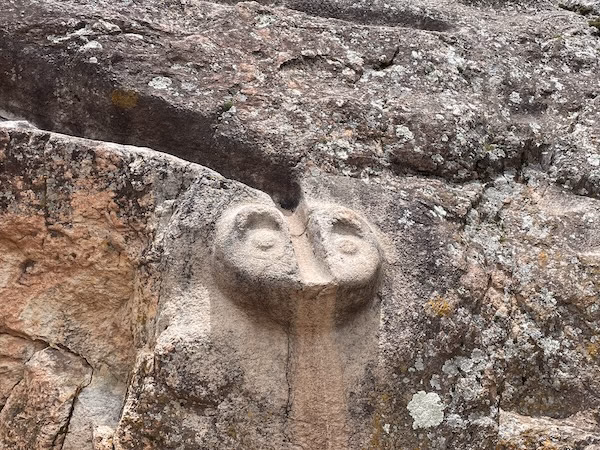 A stone carving dating back to the days of the Inca in the Urco Ruins near Calca, Peru